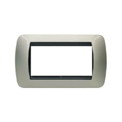 Livinglight placca 4 moduli colore titanio chiaro cornice nera l4804tc - Bticino
