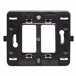 Supporto Bticino Magic 2 posti (moduli) separati, per scatola tonda dotato di graffette per placche 500/2/ Caratteristiche: S ...