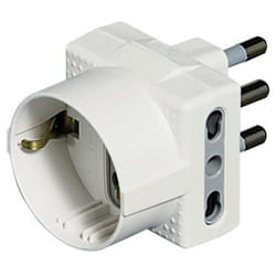 Adattatore triplo Bticino tris presa Tedesca 2 prese bipasso spina 16A bianco S3611DE