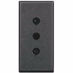 Presa 2P+T 10A 250 Vac - interasse 19mm - alveoli schermati - antracite Scheda tecnica:Modello Tipo italiano S/P11Numero di u ...