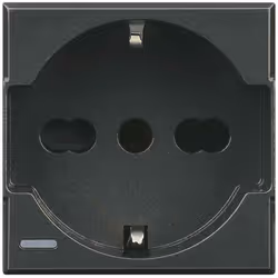 Presa 2P+T 16A 250 Va.c. - interasse 19mm e 26mm in configurazione bipasso - alveoli protetti - contatti laterali di terra pe ...