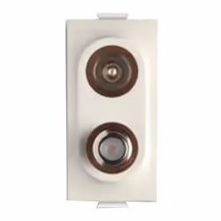 Doppia presa coiassale TV e SAT demiscelata Abb Chiara 1 modulo colore bianco. Connettore maschio IEC diametro 9,5 mm, e conn ...