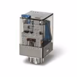 Ad innesto su zoccolo - 3 contatti, 10 A - DC - 12 V - AgNi - Pulsante di prova + indicatore meccanico Tipo: Ad innesto su zo ...