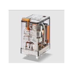 Finder - Relè 24v dc, 10a, 2 scambi, led, pulsante di test, agni serie 55.32 553290240094