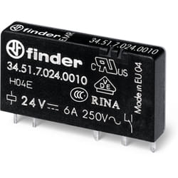 Finder - Relè slim elettromeccanico, 24 Vdc, spdt, 6 a, foro passante (tht), serie 34.51 34.51.7.024.5010