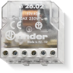 Finder - Relè passo-passo, elettromeccanico ad impulsi, 24 Vac, 2 contatti no, 10A, serie 26 26.02.8.024.0000