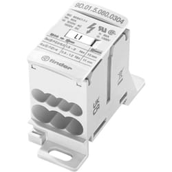 Finder - 9D.01.5.080.0304 Distributore Bianco 7 poli 6 mm² 80 a 1000 v/ac, 1500 v/dc Tipo di conduttore = l, n, pe