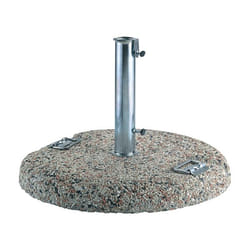 Base per ombrellone peso da 50kg tubo da 55mm, in graniglietto con maniglie in acciaio inox zincato