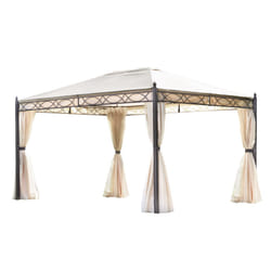 Gazebo rettangolare in ferro antracite, copertura poliestere sabbia, 3x4 mt Oregon
