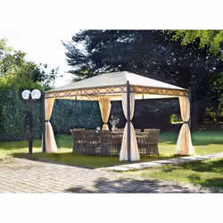Gazebo rettangolare in ferro antracite, copertura poliestere sabbia, 3x4 mt Oregon - Vista aggiuntiva 3