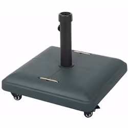 Base ombrellone con peso 37 kg in cemento grigio con ruote e maniglia, palo da Ø 35 a 48mm