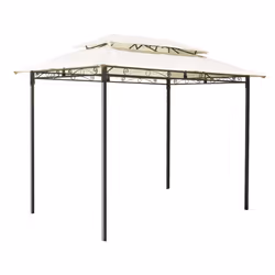 Gazebo rettangolare in ferro antracite, copertura poliestere ecru, 3x2 mt Illinois