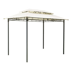 Gazebo rettangolare in ferro antracite, copertura poliestere ecru, 3x2 mt Illinois
