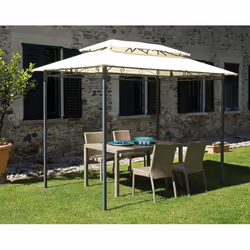 Gazebo rettangolare in ferro antracite, copertura poliestere ecru, 3x2 mt Illinois - Vista aggiuntiva 4
