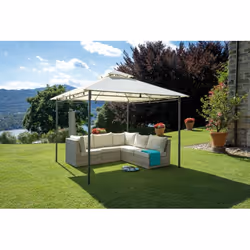 Gazebo quadrato in ferro antracite, copertura poliestere ecru, 3x3 mt Illinois - Vista aggiuntiva 4