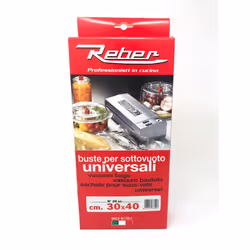 Reber 6732 N, Sacchetto per il sottovuoto, Trasparente, 20 pz, 300 x 400 mm