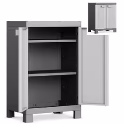 KIS Armadio logico basso, Nero, Grigio, 1 ripiani, Da terra, Universale, 2 porta/porte, Porta a battente