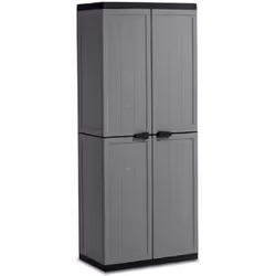 Keter Armadio Jolly Portascope, 3 Ripiani Regolabili, Grigio/Nero, 68x39x166H cm: In resina, 3 ripiani regolabili in altezza, ...