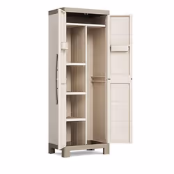 Armadio Portascope da Esterno 4 Ripiani 65x45x182H cm in Plastica Keter Excellence Beige/Tortora - Vista aggiuntiva 2