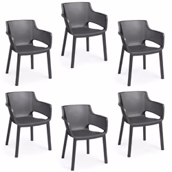 Set 6 Sedie da Giardino 61x54x79h cm Elisa Chair Grafite