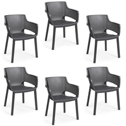 Set 6 Sedie da Giardino 61x54x79h cm Elisa Chair Grafite