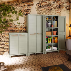 Armadio da Giardino 8 Ripiani 80x44x182 cm Keter Planet Outdoor Multispace Grigio e Verde - Vista aggiuntiva 2