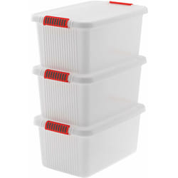 Set 3 Contenitori Rettangolari 59x39x28 cm in Plastica Keter K-Latch l Trasparente