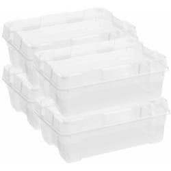 Set 4 Contenitori Rettangolari 55x39x28 cm in Plastica Keter Jumbo Box m Trasparente