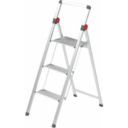 Sgabello 'Mini-slimstep' in alluminio anodizzato leggerissimo a 3 gradini con piedini antiscivolo