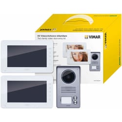 Vimar - K40931 Kit videocitofonico da parete con: 2 videocitofoni vivavoce a colori lcd 7' con tastiera capacitiva, targa audiovideo 2 pulsanti, 2