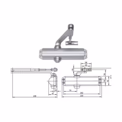 Codice: LF-75097 Marca: ASSA ABLOY. Assa Abloy DC120 chiudiporta aereo forza 2/4 compreso di braccio senza fermo colore argen ...