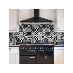 Crearreda - Paraschizzi Adesivo - Piastrelline Bianche e Nere l 180 x h 60 cm