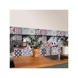 Crearreda - Paraschizzi Adesivo - Cementine Lilla l 180 x h 60 cm