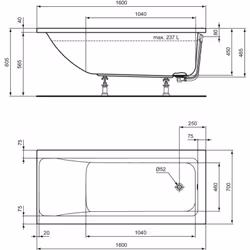 Vasca rettangolare per installazione ad incasso Misure: 160x70x59 cm Colore: 01 - Bianco Tipo di prodotto: Vasca Collezione: ...