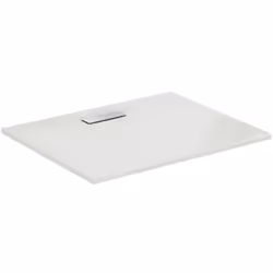 Piatto doccia rettangolare in acrilico con foro piletta rettangolare 195x50 mm. Altezza piatto: 25 mm. Piletta sifonata ispez ...