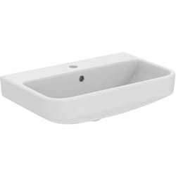 Ideal Standard - i.life s, Lavabo da 60 cm con profondità ridotta con foro centrale per la rubinetteria e troppopieno, T458301, Bianco