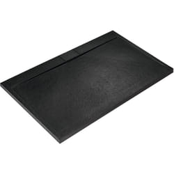 Ideal Standard - Ultra Flat s i.life, Piatto doccia rettangolare 180x90 in resina, Piletta di scarico lato lungo, Finitura opaca effetto pietra, Nero