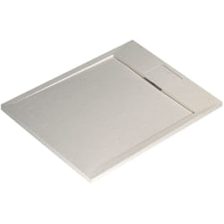 Ideal Standard - Ultra Flat s i.life, Piatto doccia rettangolare 90x70 in resina, Piletta di scarico lato corto, Finitura opaca effetto pietra, Sabbia