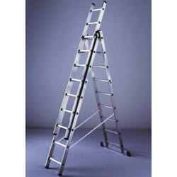 Scala combinata in alluminio a 3 elementi 9 gradini 254/592 cm. - Salone