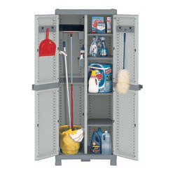 Armadio con 2 Ante + 4 Ripiani + Portascope - Grigio 70x44xh181 cm Wave 3700UW