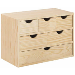 Astigarraga - Cassettiera in legno con 6 cassetti 40x20xh28 cm - BLOC3X2X1