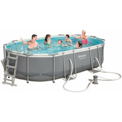 Bestway - Power Steel 56448 piscina fuori terra Piscina con bordi Piscina ovale 10949 l Blu, Grigio