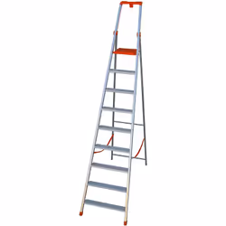 SCALA ALLUMINIO A LIBRETTO 9 GRADINI. USO PROFESSIONALE. CON AMPI GRADINI E MONTANTI DI GRANDE SEZIONE EN131. Scala Tikal 9 g ...