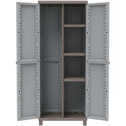 Armadio per Esterno con 2 Ante + 3 Ripiani + Portascope - Grigio 68x39xh170 cm Crattan 3680