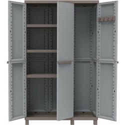 Armadio per esterno finitura Rattan 3 Ante + 2 vani + 3 ripiani - Grigio 102x39xh170 cm Crattan P102A