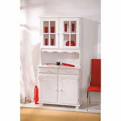 KIT CREDENZA SOGGIORNO LEGNO MASSELLO BIANCO A 2 ANTE CM. 88x43/32x198 H MOBILE IN PINO MASSICCIO CREDENZA VALENCIA 2 ANTE 2  ...