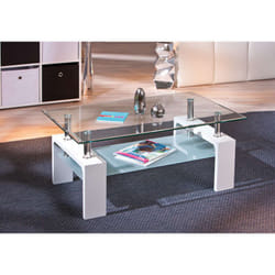 Kit tavolino doppio vetro laccato bianco cm. 100x60x45H
