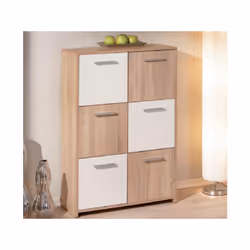 KIT MOBILE BUFFET EGADI ROVERE/BIANCO LACCATO A 5 ANTE CM. 77X30X115H Buffet di colore rovere/bianco laccato con 6 ante, uti ...
