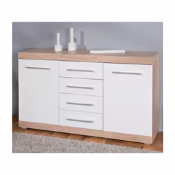 KIT MOBILE BUFFET LUBLIN 4 ANTE LAMINATO FINITURA ROVERE/BIANCO CM. 155x40x87H Mobile Buffet di colore rovere/bianco laccato ...