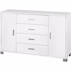 struttura e ripiani spessore 18 mm MOBILE Mod. 775K due ante e quattro cassetti cm 41x136x86h bianco